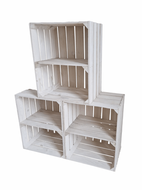 Wooden storage crate Shelves – White & Short burnt white