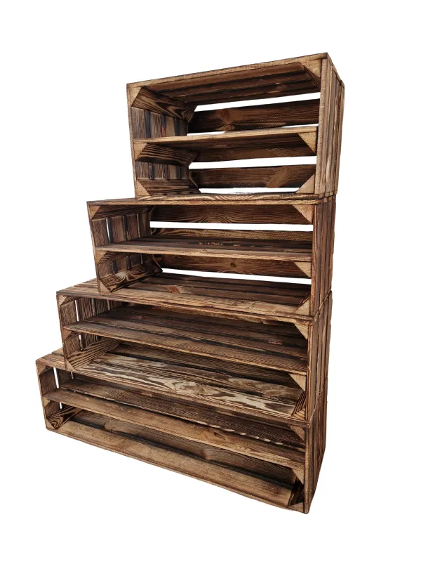 Projekt bez nazwy (81) Big wooden shoe rack - Burnt effect